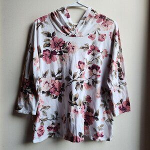 Le Lis Floral Hoodie in Pink and Cream